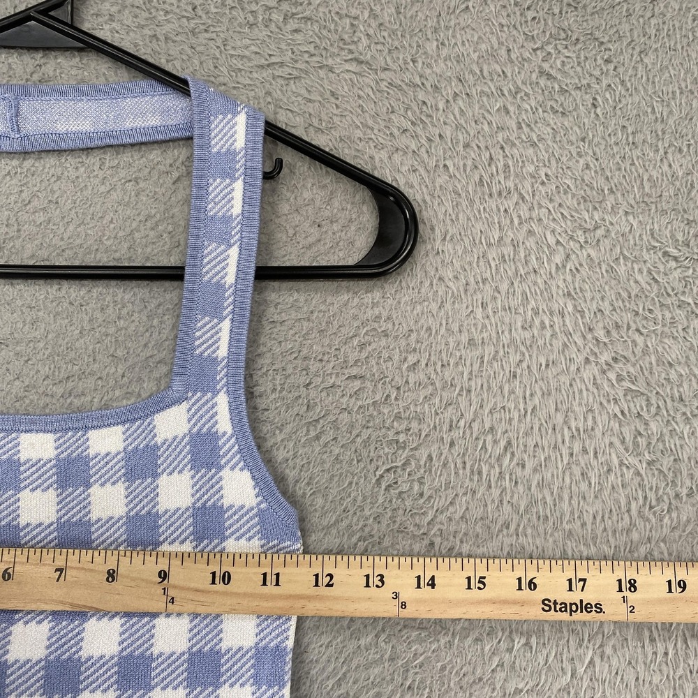 Abercrombie & Fitch Crop Tank Top Womens XS Blue Gingham Plaid Knit Square Neck - Picture 6 of 13